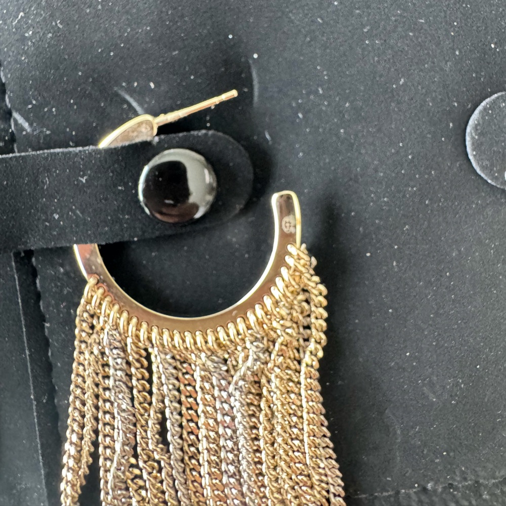 Chanel Fringe Gold Chain Hoop Earrings - Picture 6 of 6